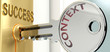 Context and success - pictured as word Context on a key, to symbolize that Context helps achieving success and prosperity in life and business, 3d illustration