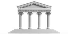 Ancient Temple With Four Marble Columns Isolated On White Background. 3d Illustration