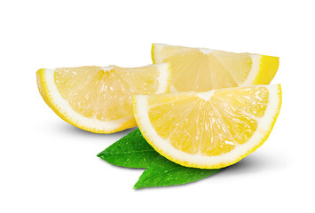 Poster - Lemon with leaf isolated on white background