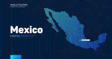Abstract Map Of Mexico With Hexagon Lines