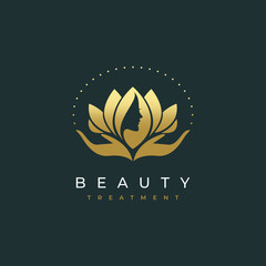 lotus flower beauty salon and hair treatment logo