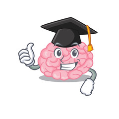 Sticker - Happy face of human brain in black graduation hat for the ceremony