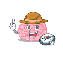 Wall Mural - mascot design concept of human brain explorer with a compass