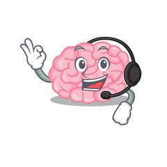 Sticker - A gorgeous human brain mascot character concept wearing headphone