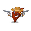 Cute handsome cowboy of human cirrhosis liver cartoon character with guns