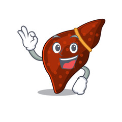 Poster - Human cirrhosis liver mascot design style with an Okay gesture finger