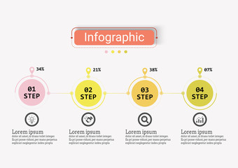 The infographic vector design template for illustration. Infographic design business template with four steps. Creative concept for infographic. Used for layout, workflows, banners, web design.