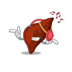 Poster - Human cirrhosis liver Cartoon design concept listening music