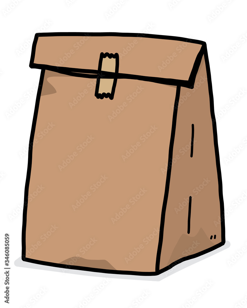 Brown Paper Bag Cartoon Vector And Illustration Isolated On White Brown Paper Bag Cartoon Vector And Illustration Isolated On White