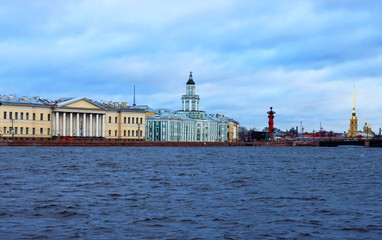 View of the embankment of the Neva River.St. Petersburg. Russia.