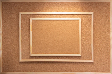 Sticker - cork board in wooden frame as background