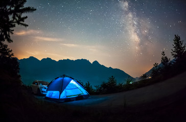 Canvas Print - tent in the night