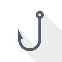 Poster - Fishing hook flat design vector icon
