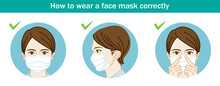 Woman Wearing A Face Mask Correctly - Three Circular Clip Art