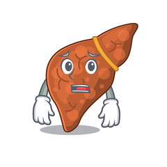 Sticker - Cartoon design style of human fibrosis liver showing worried face