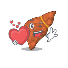 Sticker - A sweet human fibrosis liver cartoon character style with a heart