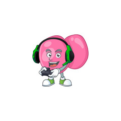 Poster - A cartoon design of streptococcus pyogenes talented gamer play with headphone and controller