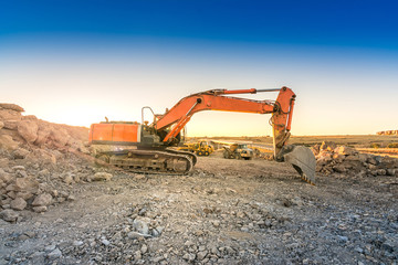 Wall Mural - Excavator in a mining factory where stone is extracted