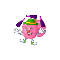 Poster - mascot cartoon style of streptococcus pyogenes playing Juggling on stage