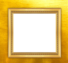 Gold Picture Frame Isolated On A Golden Background