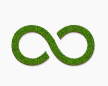 Infinity Icon Logo From Green Grass Texture Isolated On White Background