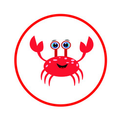 Wall Mural - Cute red crab cartoon illustration  . sea world  character vector .