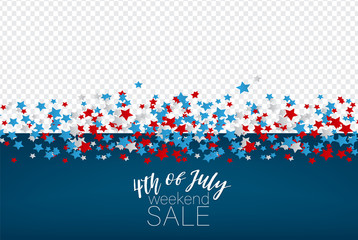 Wall Mural - 4th of july independence day salebanner. usa national holiday design concept with red, blue, and whi