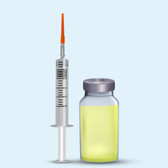 illustration of vaccine and syringe