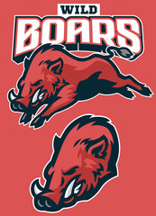Wall Mural - set wild boar sport mascot