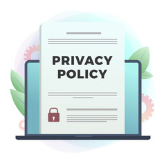Wall Mural - privacy policy - security data access flat vector icon. contract with protection information, shield