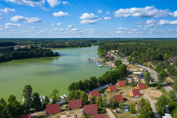 Wall Mural - Aerial view of Wdzydze Landscape Park. Kashubian Landscape Park. Kaszuby. Wdzydze Kiszewskie. Poland. Bird eye view.