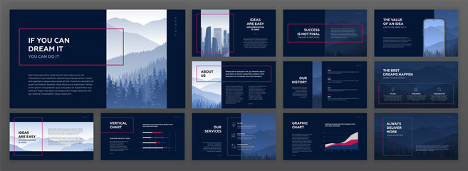Wall Mural - modern powerpoint presentation templates set. use for modern keynote presentation background, brochu