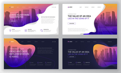 Wall Mural - landing page templates set for business website. modern web page design concept layout for website. 