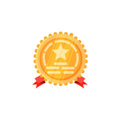 Golden round order with star illustration. Round, red band, gold. Competition concept. illustration can be used for topics like tournament, competition, winning