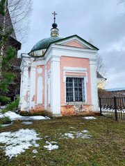 Wall Mural - Catherine's Church (1830) in the Spaso-Prilutsky monastery in Vologda in winter in cloudy weather. Russia