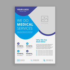 Sticker - Medical Health Care flyer design template, poster report leaflets presentation cover brochure pamphlet annual, a4 print layout with blue color vector illustration
