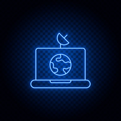  information, online, news blue neon vector icon .Transparent background. Blue neon vector icon