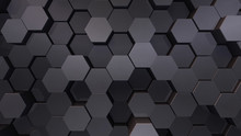 Geometric Hexagon Pattern Shape Block Wall Bump 3D Illustration Abstract Background.
