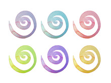 Watercolor Background. Rainbow Set Of Spirals. Watercolor Hand Drawing Spirals On White Background. Grunge Icon, Symbol, Logo, Party Decor.