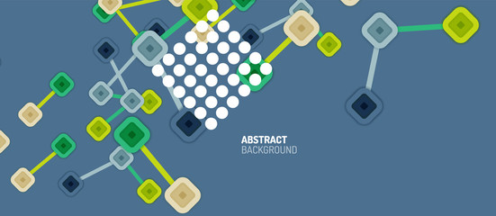 Abstract square dot connections, flat style multicolored geometric background for Wallpaper, Banner, Background, Card, Book Illustration, landing page or poster design