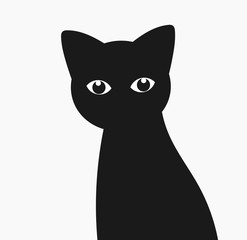 Wall Mural - cute black cat silhouette. cat vector illustration symbol.