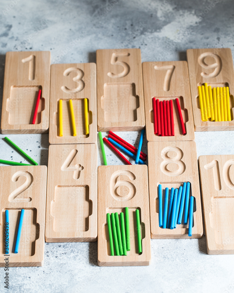 Wooden counting and writing trays - learning resource for educating ...