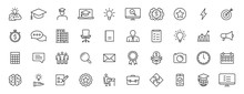 Set Of 40 Education And Learning Web Icons In Line Style. School, University, Textbook, Learning. Vector Illustration.