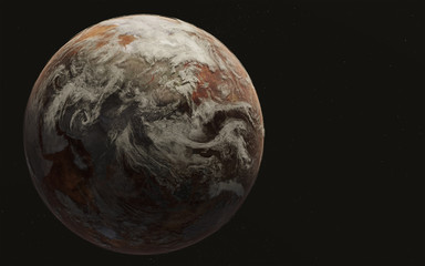 dead planet earth in the space. global warming concept. science fiction. elements of this image were
