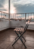 Fototapeta Boho - Chair on the roof of the building. Ensenada. Baja California. Mexico.