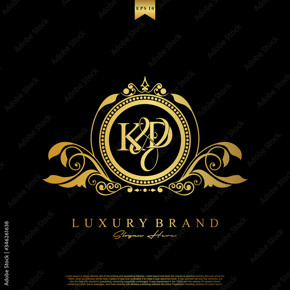 Logo Initial letter KD luxury vector mark, gold color elegant classical ...