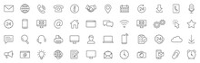 Contact Thin Line Icons Set. Basic Contact Icon. Vector
