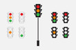 Traffic lights, line design and silhouette icon. Vector illustration EPS 10