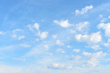a lot of small fluffy clouds floatind high in a blue spring or summer sky on a sunny day. meteorolog