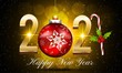 New Year 2021 vector Background with Golden Text - 2021 Happy New Year Vector illustration with Golden Numbers – 2021 New Year Vector illustration with golden numbers with sparkling star and red ball